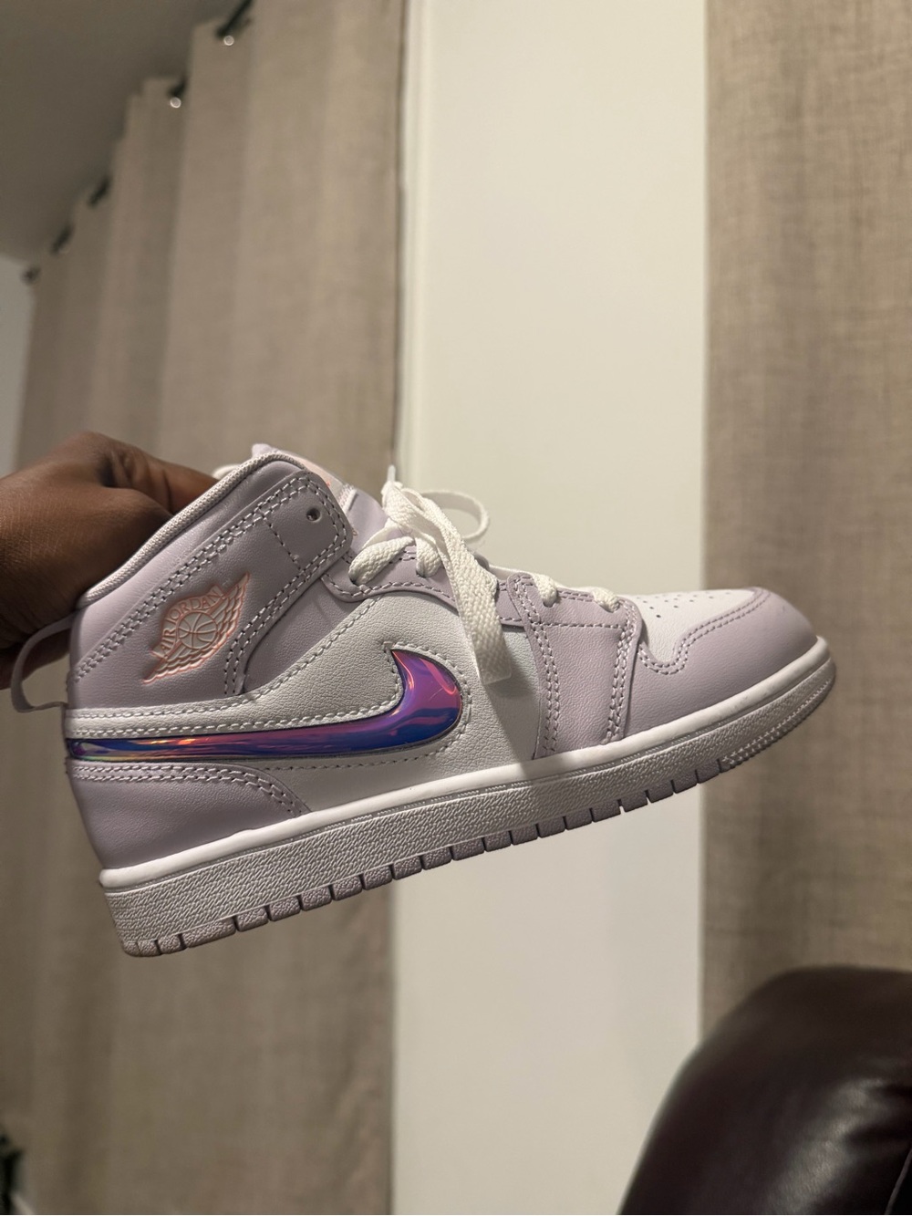 Nike Kids' Air Jordan 1 Mid SE “Iridescent Swoosh” (GS)